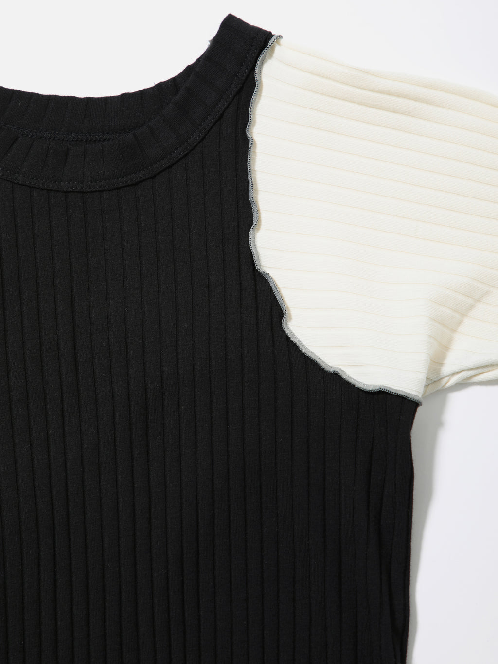 LOVER TOP L/S RIB STRETCH JERSEY AM-C0307 Black x Off white