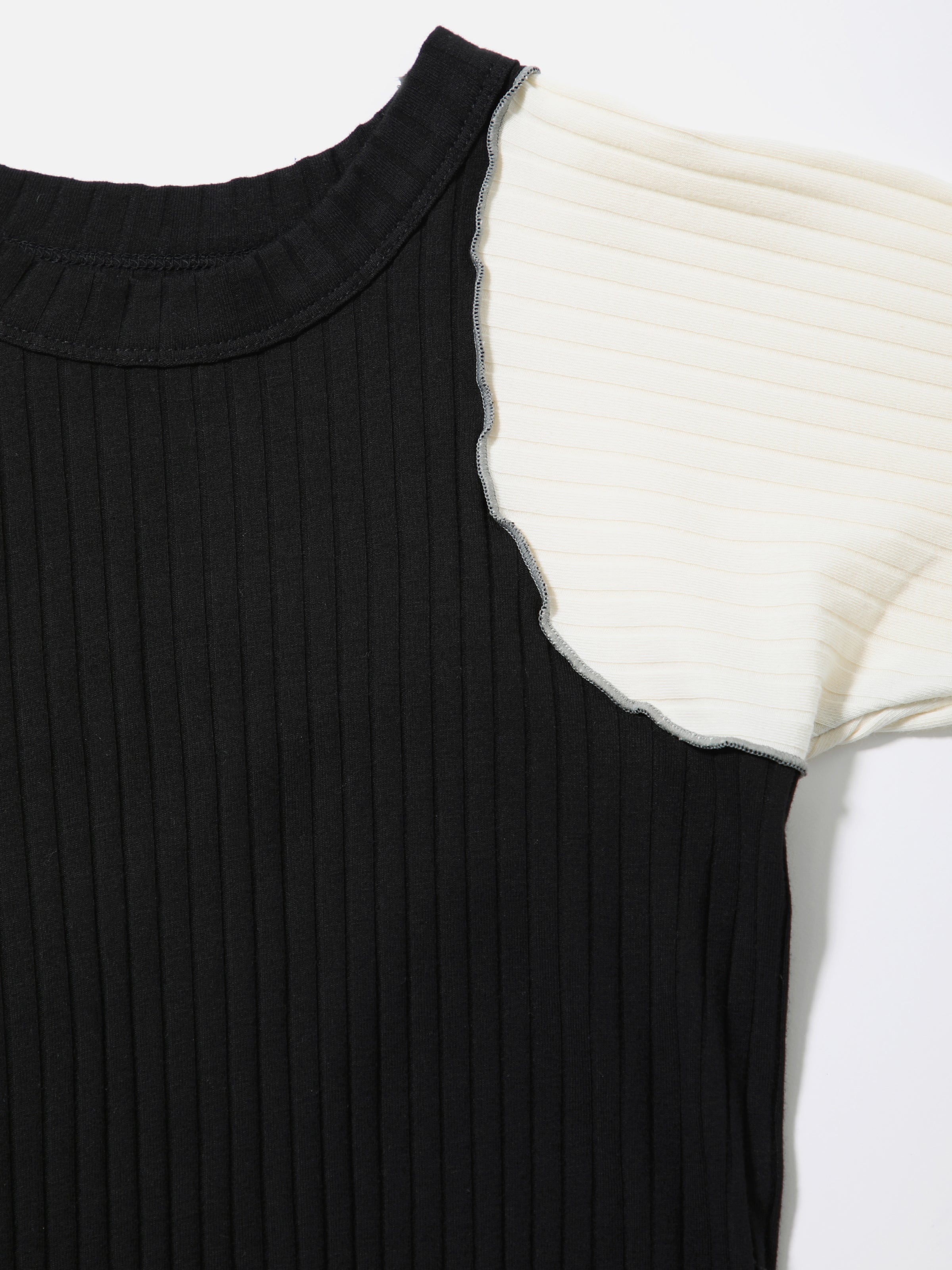 LOVER TOP L/S RIB STRETCH JERSEY AM-C0307 Black x Off white