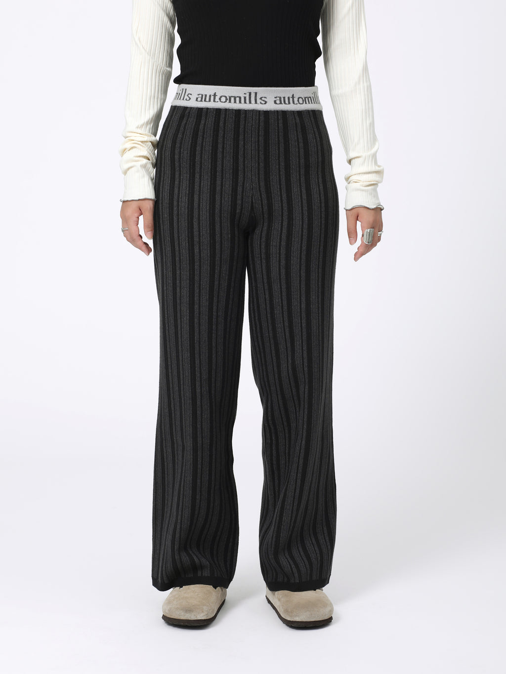 PHAT STRIPE PANTS POLY MIX YARN AM-K0311 Charcoal