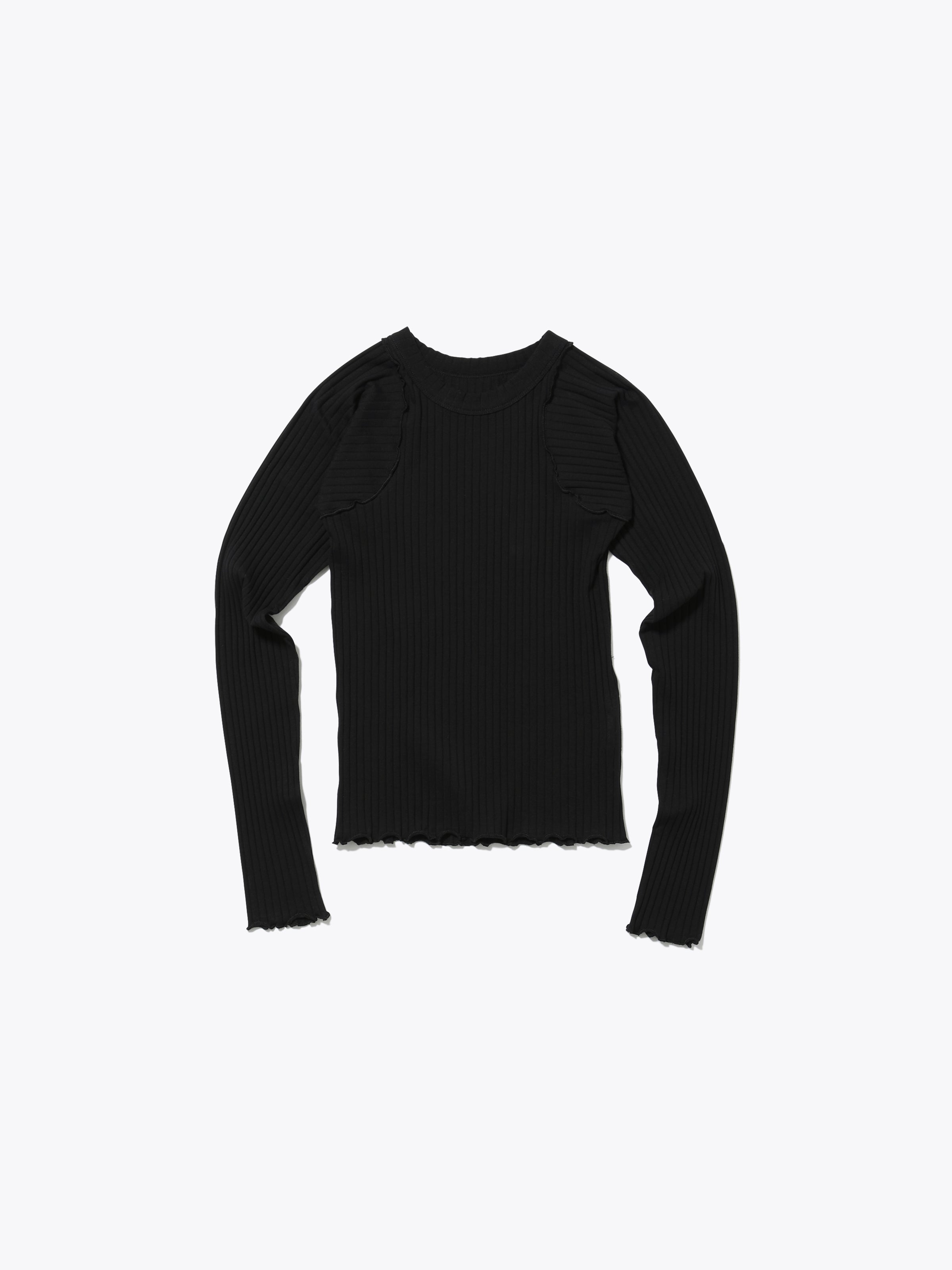 LOVER TOP L/S RIB STRETCH JERSEY AM-C0307 Black x Black