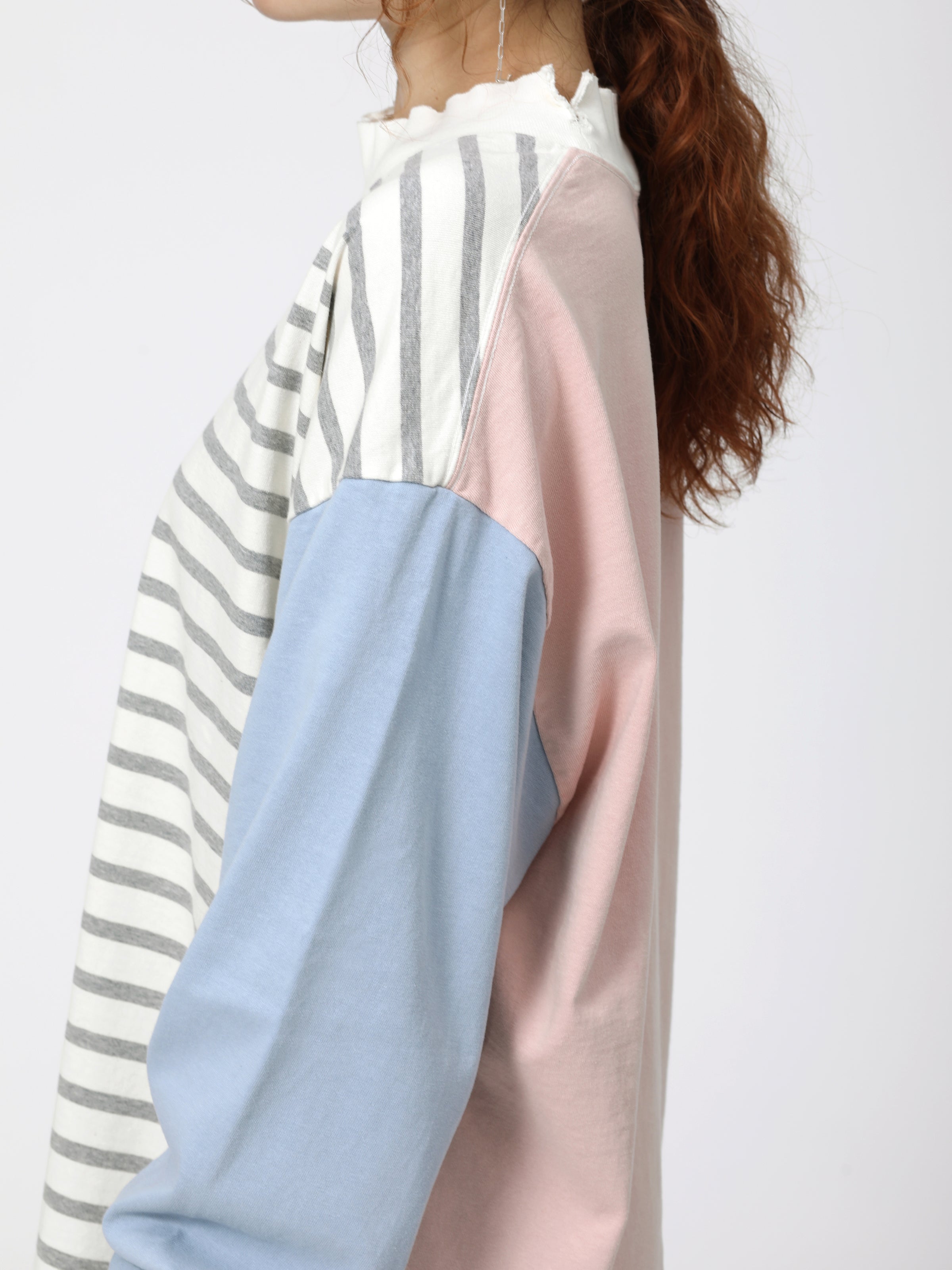 BAGGY L/S TEE COTTON BORDER JERSEY AM-C0310 Off white