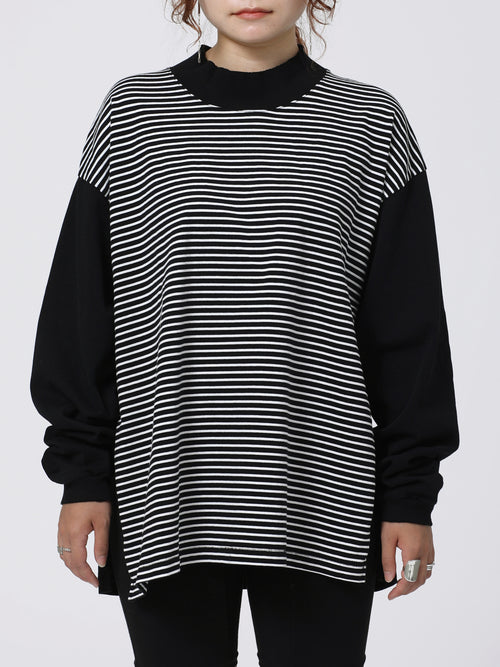 BAGGY L/S TEE COTTON BORDER JERSEY AM-C0310 Black