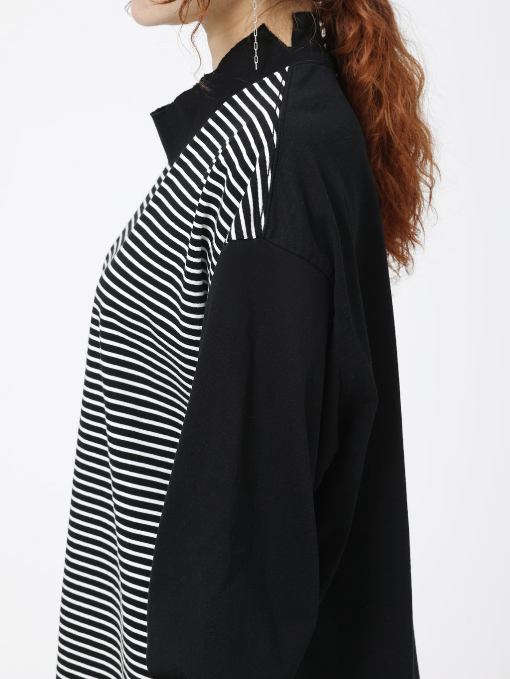 BAGGY L/S TEE COTTON BORDER JERSEY AM-C0310 Black