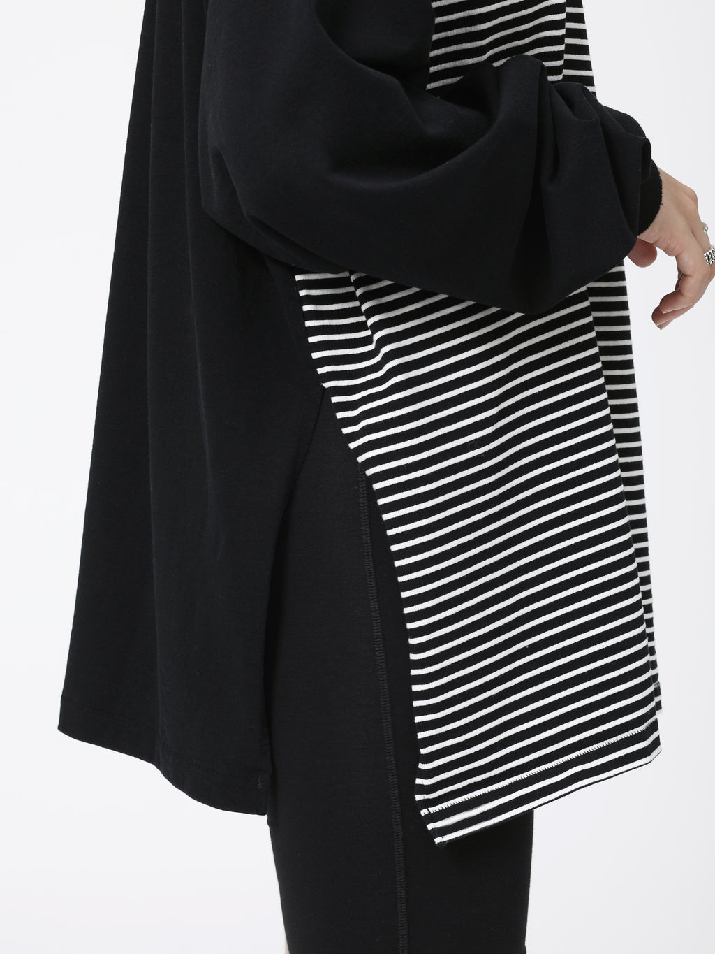 BAGGY L/S TEE COTTON BORDER JERSEY AM-C0310 Black