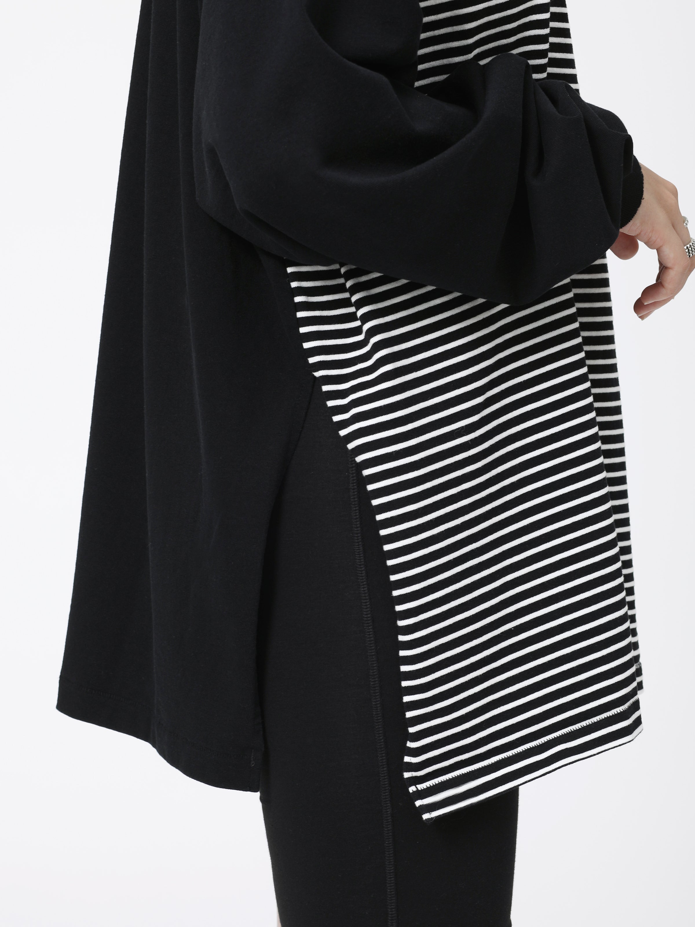 BAGGY L/S TEE COTTON BORDER JERSEY AM-C0310 Black