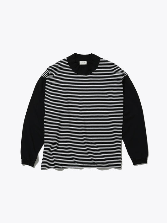 BAGGY L/S TEE COTTON BORDER JERSEY AM-C0310 Black