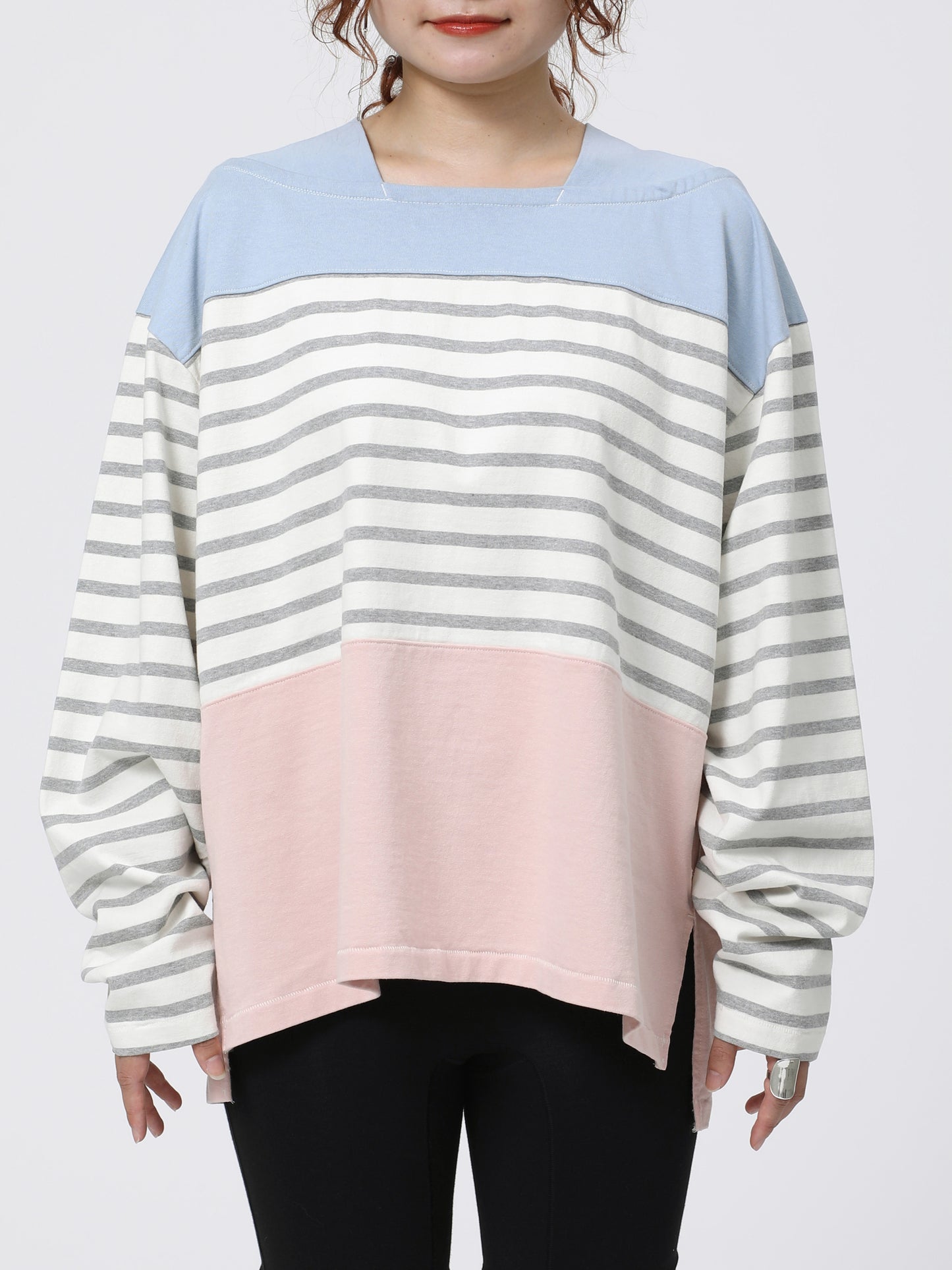 BAGGY BOAT L/S TEE COTTON BORDER JERSEY AM-C0309 Off white