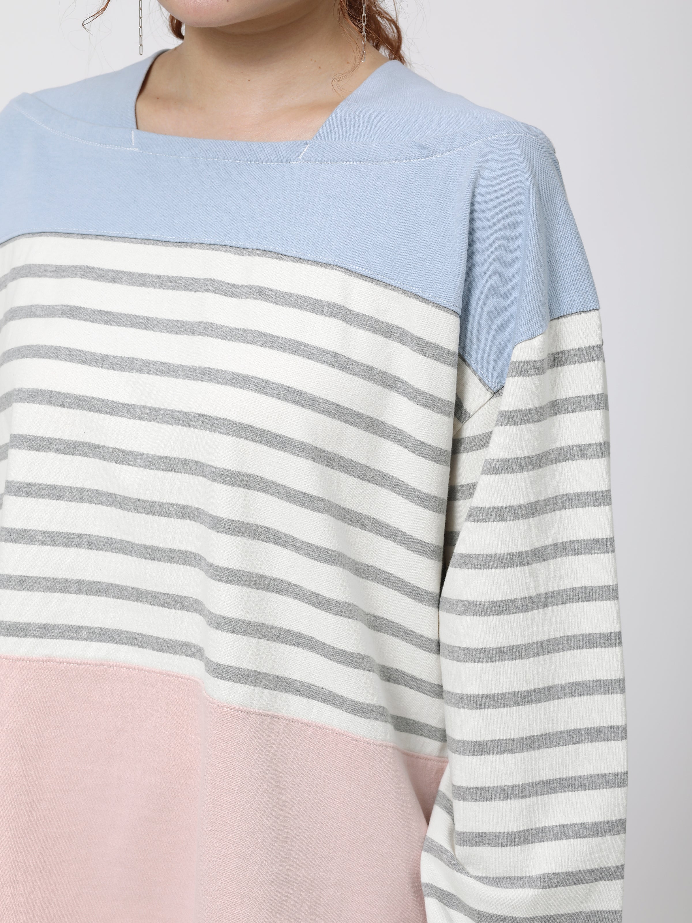 BAGGY BOAT L/S TEE COTTON BORDER JERSEY AM-C0309 Off white