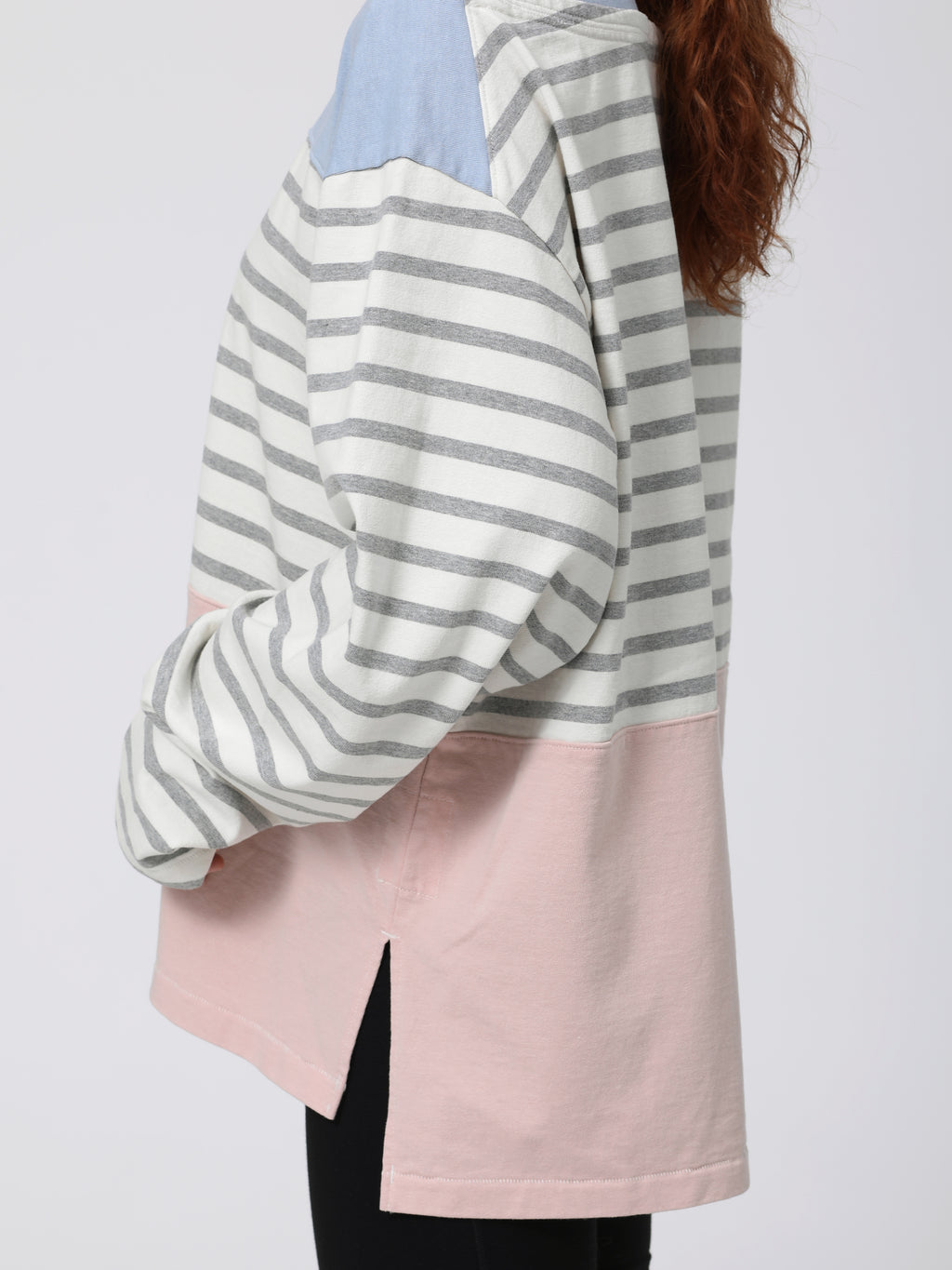 BAGGY BOAT L/S TEE COTTON BORDER JERSEY AM-C0309 Off white