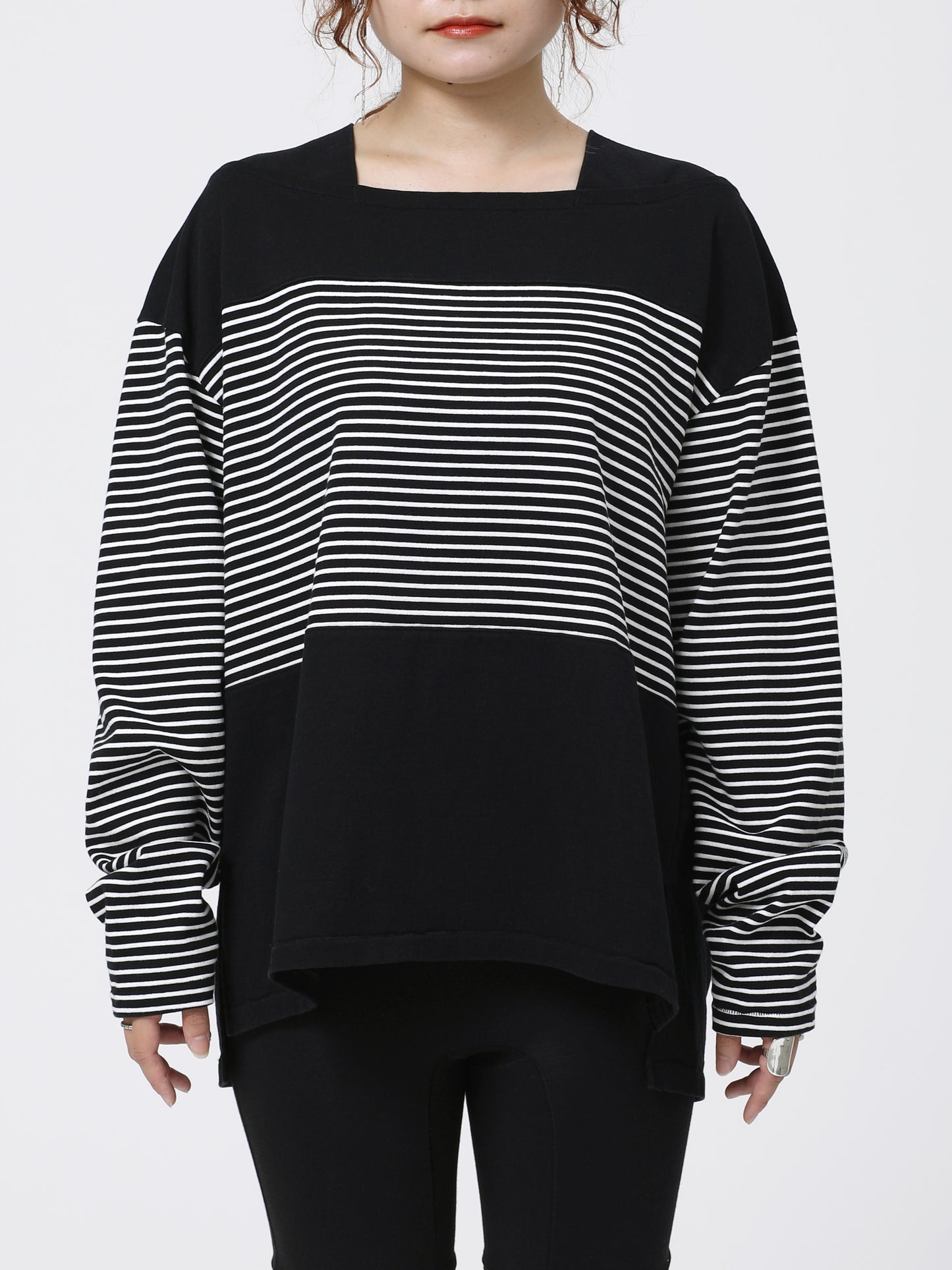 BAGGY BOAT L/S TEE COTTON BORDER JERSEY AM-C0309 Black