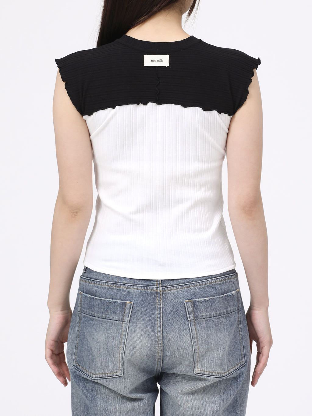 LOVER TOP S/S  RIB STRETCH JERSEY BICOLOR AM-C0411