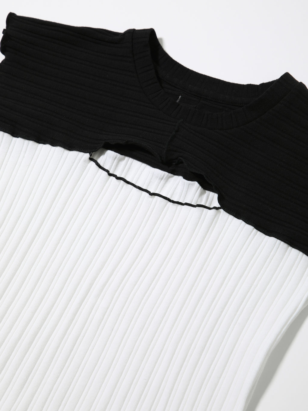 LOVER TOP S/S  RIB STRETCH JERSEY BICOLOR AM-C0411
