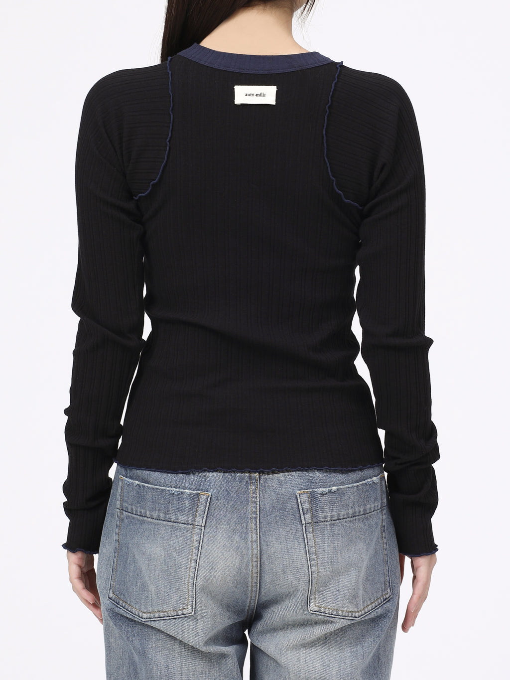 LOVER TOP L/S  RIB STRETCH JERSEY BICOLOR AM-C0409