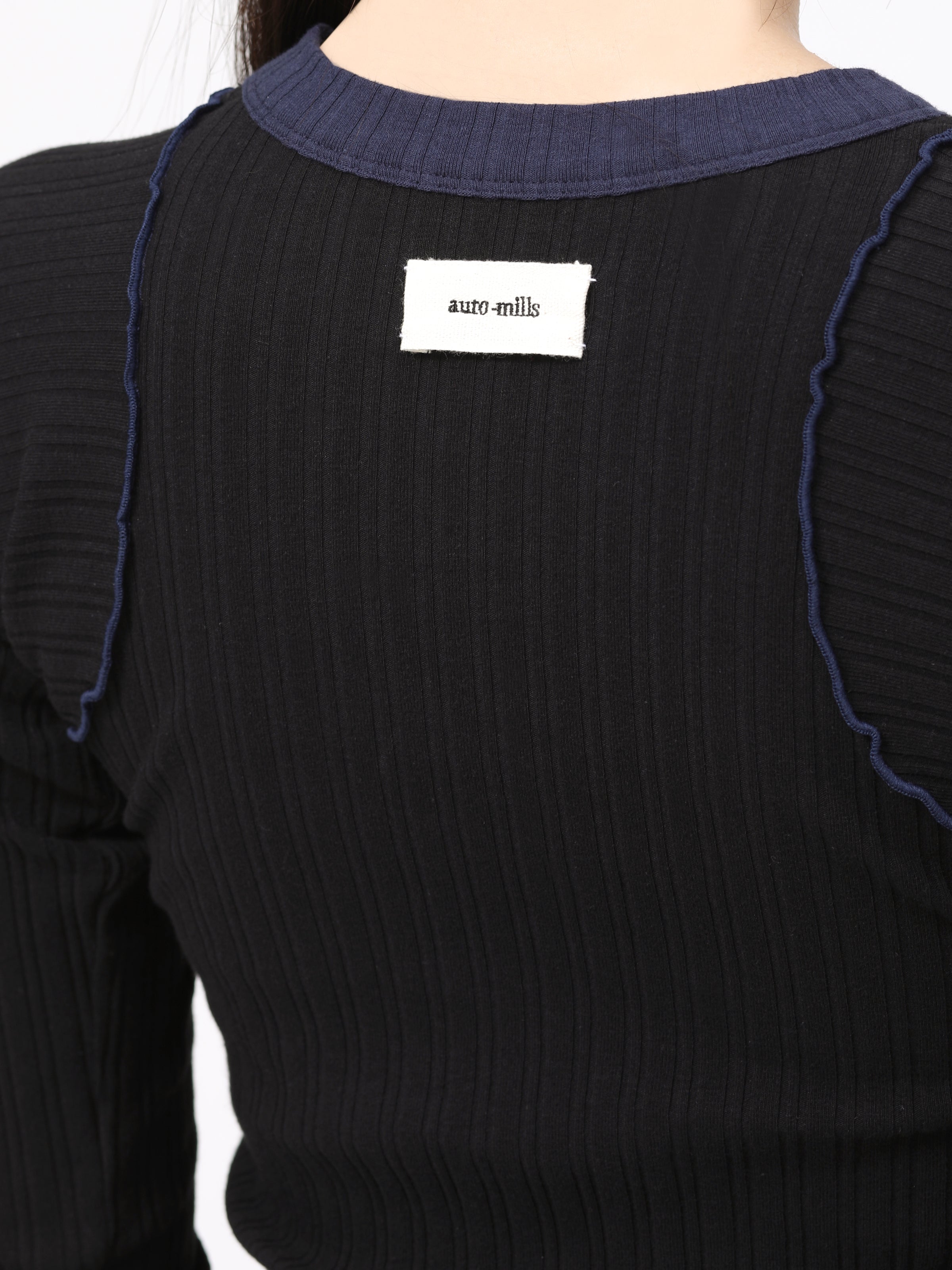 LOVER TOP L/S  RIB STRETCH JERSEY BICOLOR AM-C0409