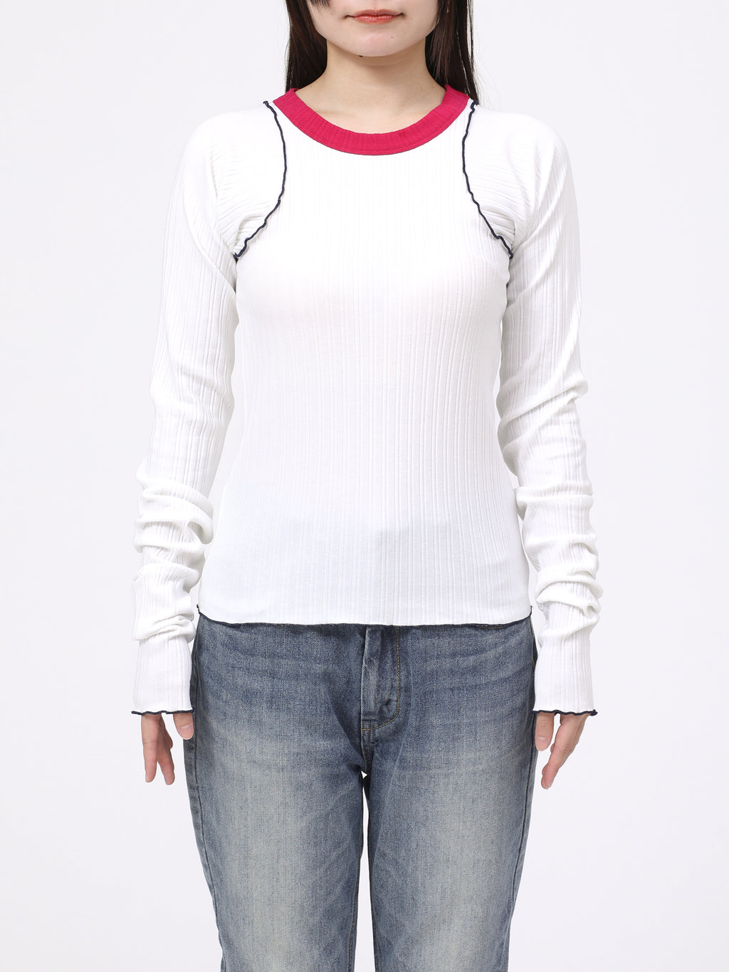 LOVER TOP L/S  RIB STRETCH JERSEY BICOLOR AM-C0409