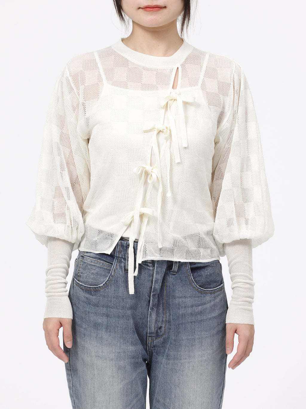 PHAT LACE TOPS LS RAYON MIX YARN AM-K0405