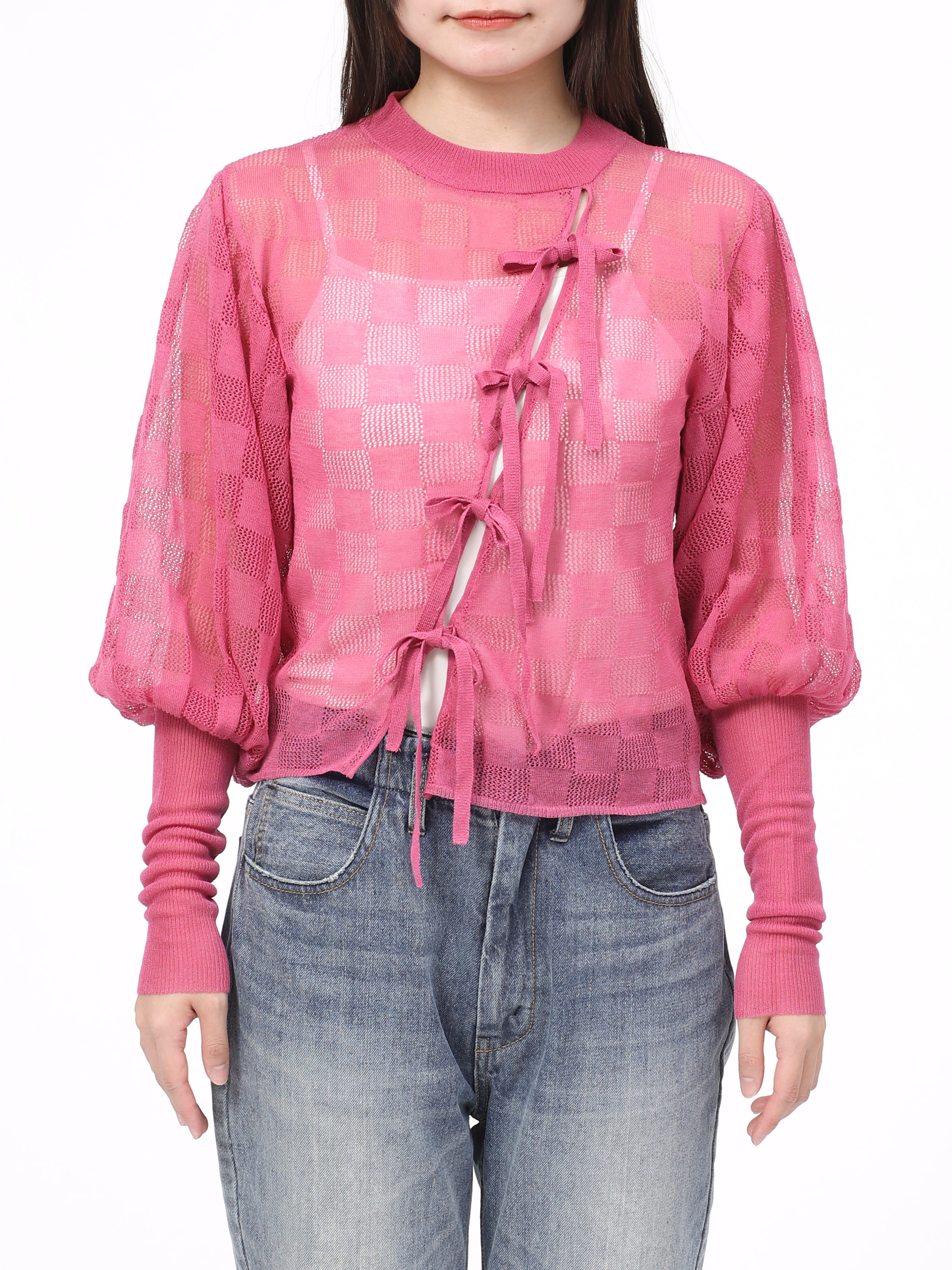 PHAT LACE TOPS LS RAYON MIX YARN AM-K0405