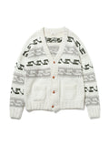 NOMADS CARDIGAN FAIR ISLE  PATTERN  HAND MADE KNIT AM-K0109 O.White