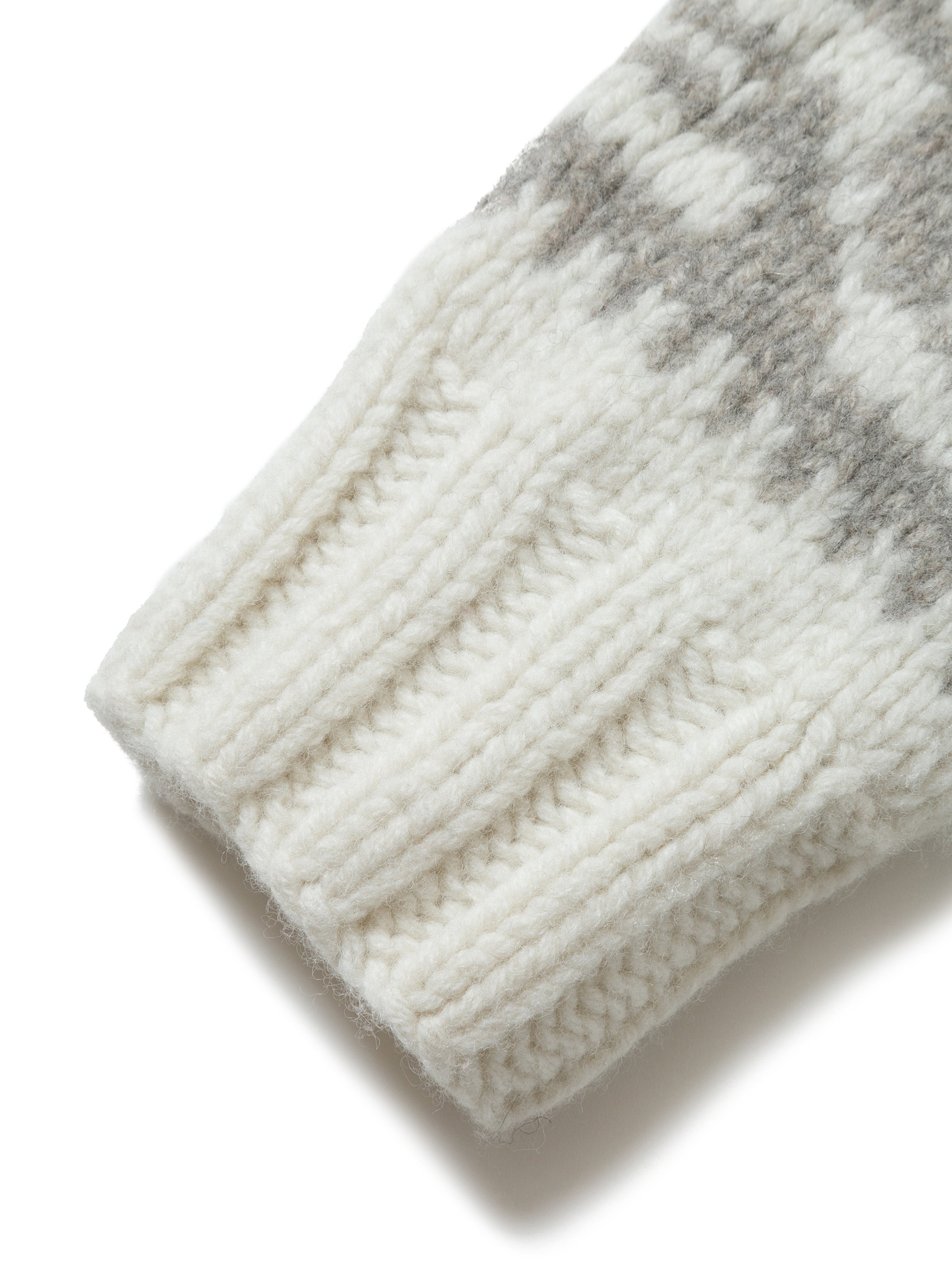 NOMADS CARDIGAN FAIR ISLE  PATTERN  HAND MADE KNIT AM-K0109 O.White