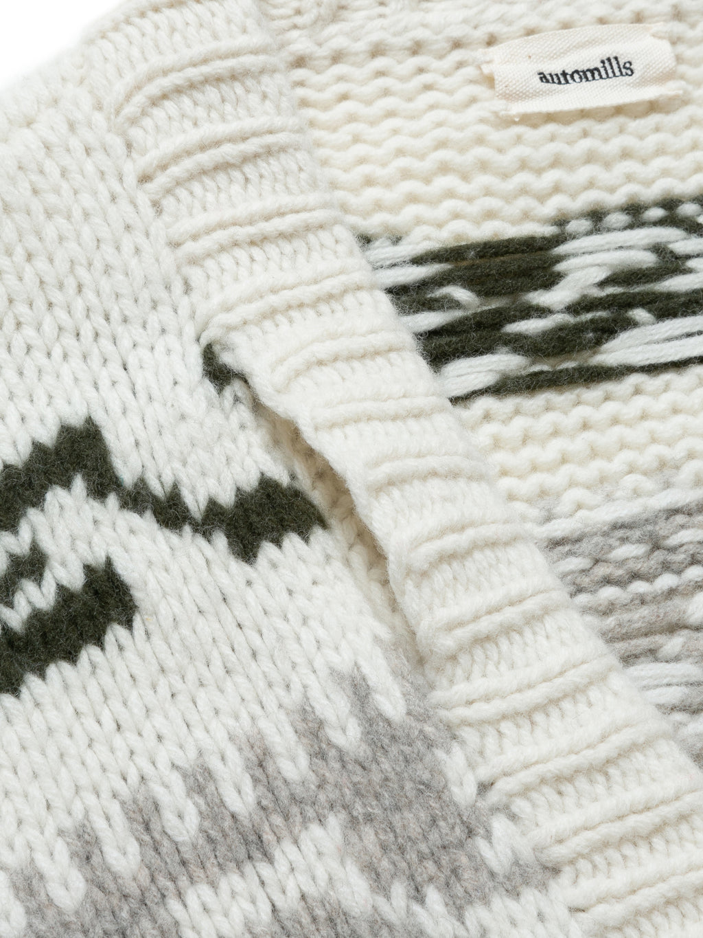 NOMADS CARDIGAN FAIR ISLE  PATTERN  HAND MADE KNIT AM-K0109 O.White