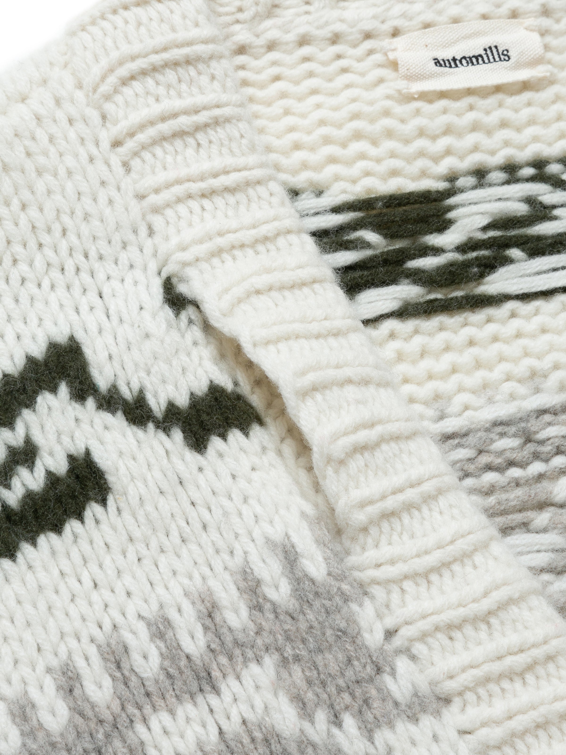 NOMADS CARDIGAN FAIR ISLE  PATTERN  HAND MADE KNIT AM-K0109 O.White