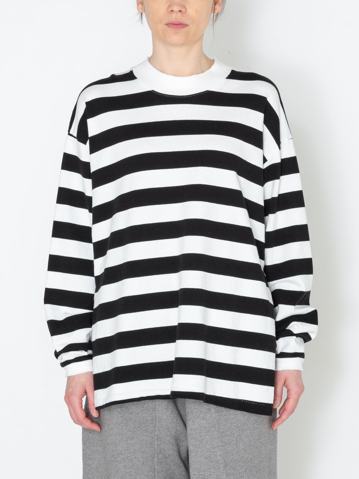 BAGGY L/S TEE COTTON BORDER JERSEY AM-C0104 O.White