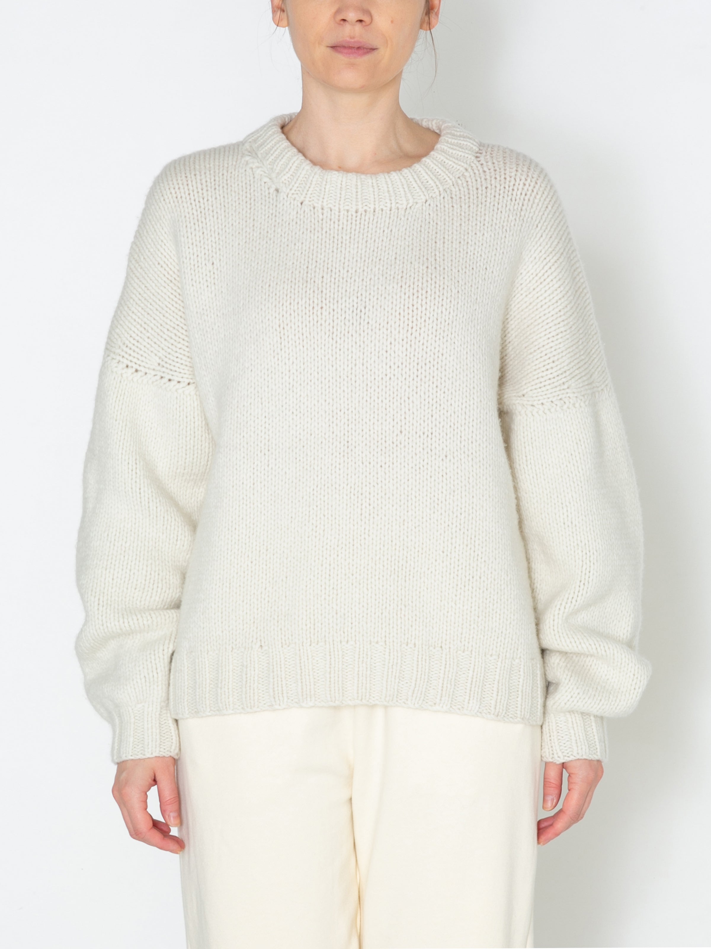 NOMADS SWEATER  HAND MADE WOOL KNIT AM-K0112 O.White