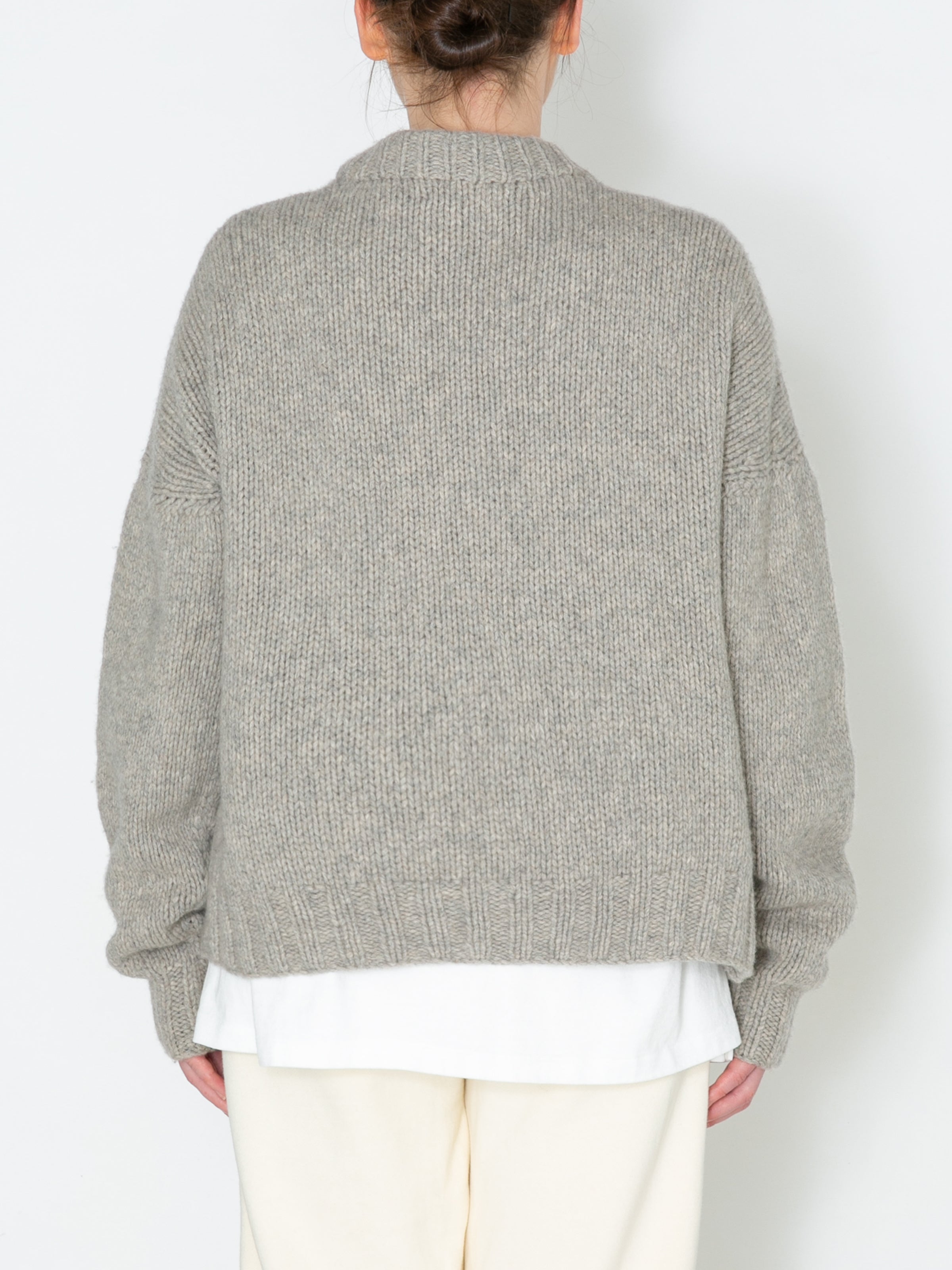 NOMADS CARDIGAN  HAND MADE WOOL KNIT AM-K0111 Gray