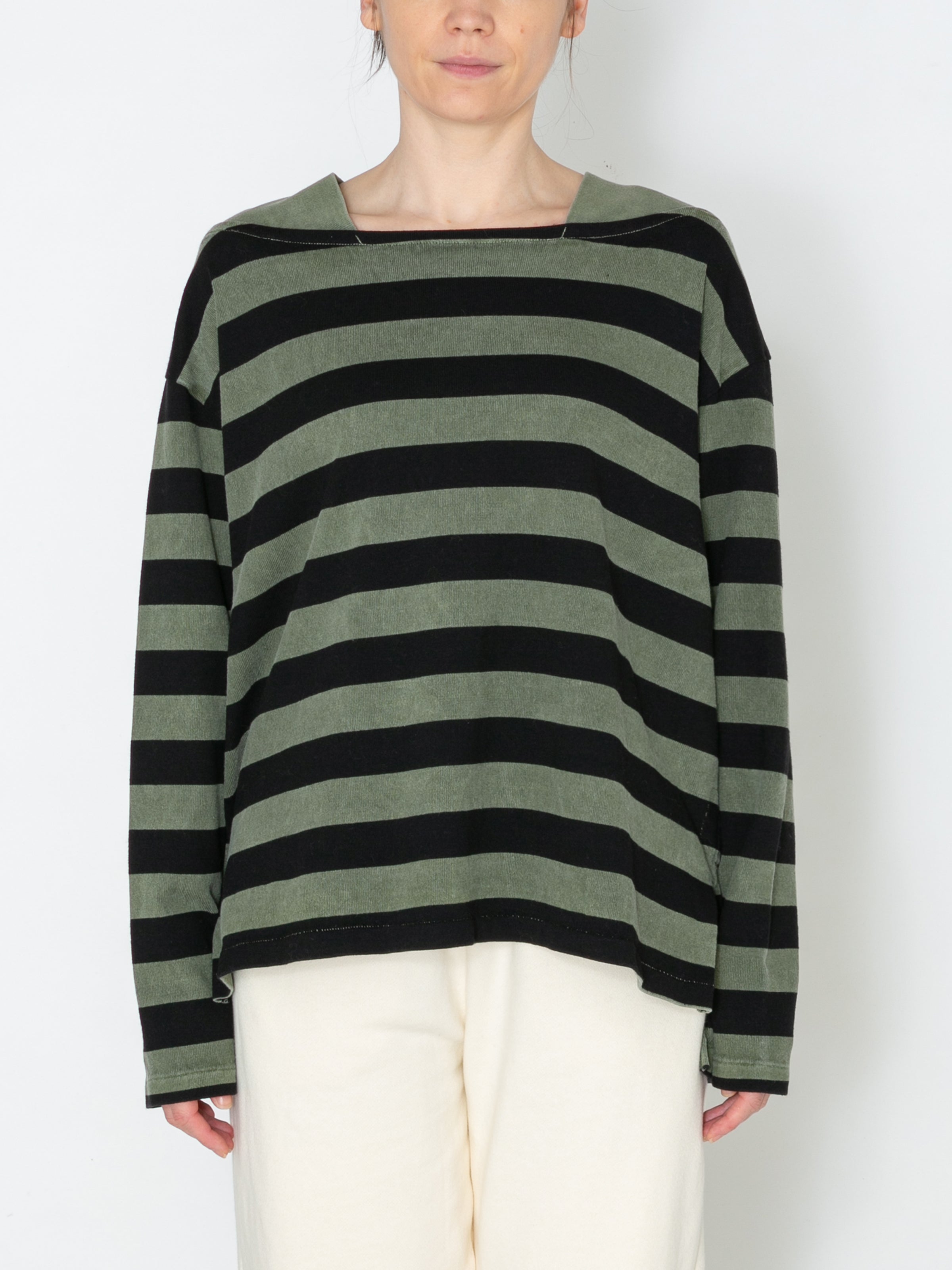 BAGGY BOAT L/S TEE COTTON BORDER JERSEY AM-C0103 Olive