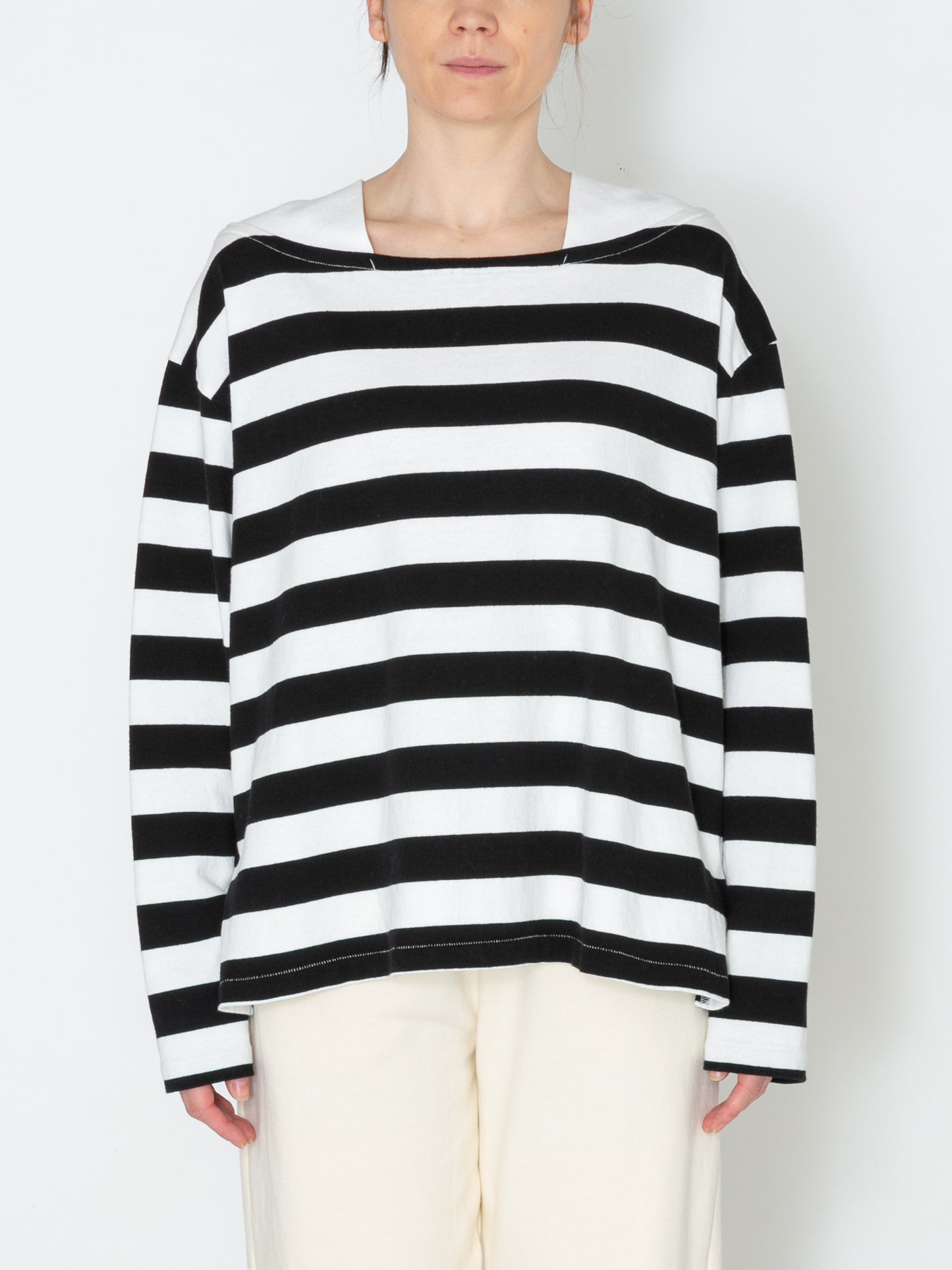 BAGGY BOAT L/S TEE COTTON BORDER JERSEY AM-C0103 O.White