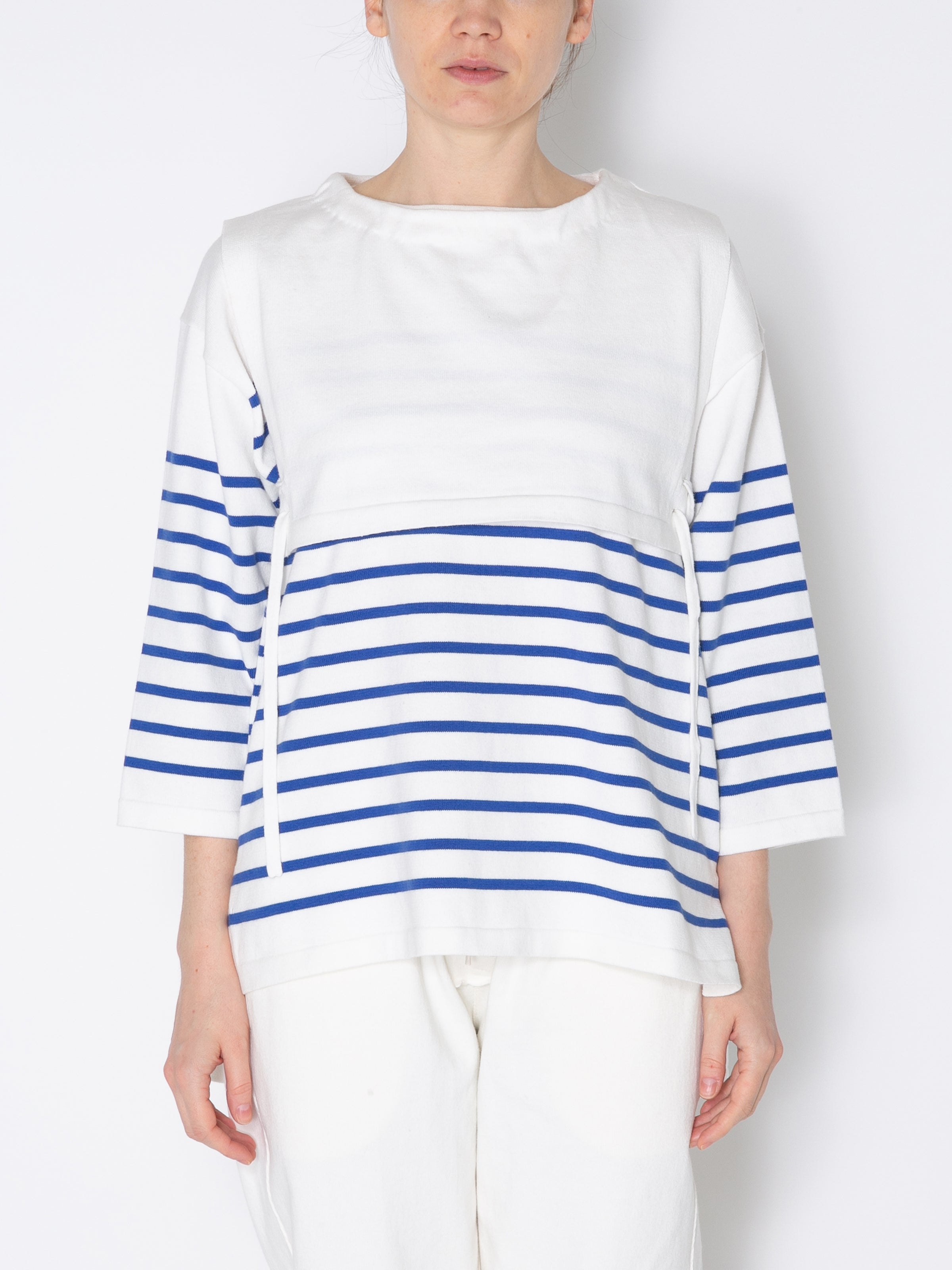 SAILOR SWEATER COMBINATION APRON C/P BORDER KNIT AM-K0003 White