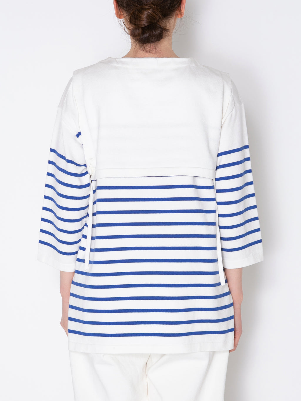 SAILOR SWEATER COMBINATION APRON C/P BORDER KNIT AM-K0003 White