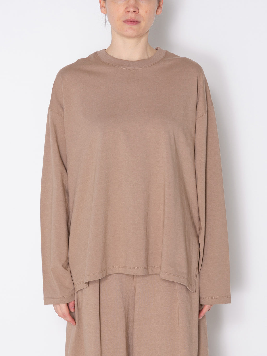 BAGGY L/S TEE ORGANIC COTTON JERSEY AM-C0003 Beige