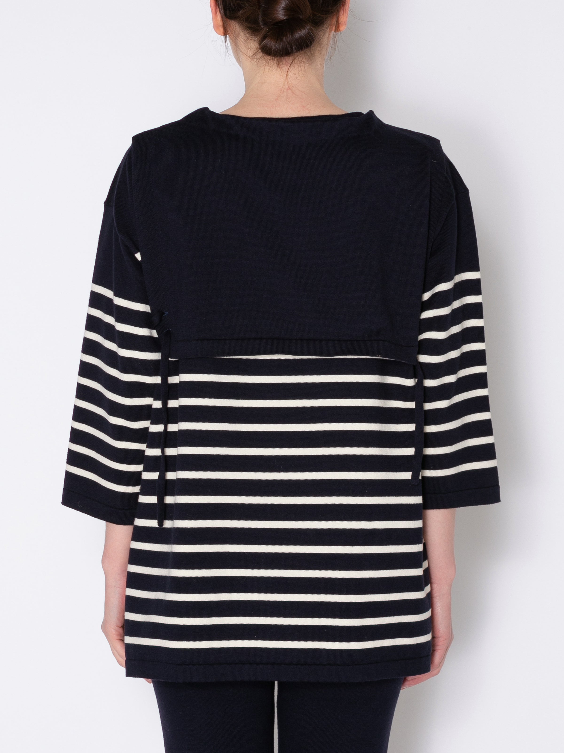 SAILOR SWEATER COMBINATION APRON C/P BORDER KNIT AM-K0003 Navy