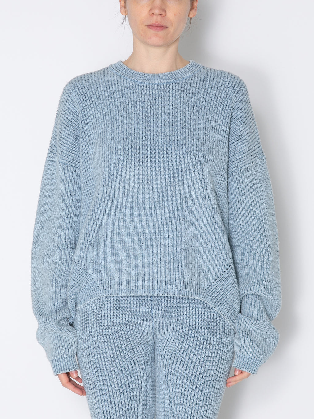 PHAT CREW SWEATER COTTON INDIGO KNIT AM-K0004 LT.Blue