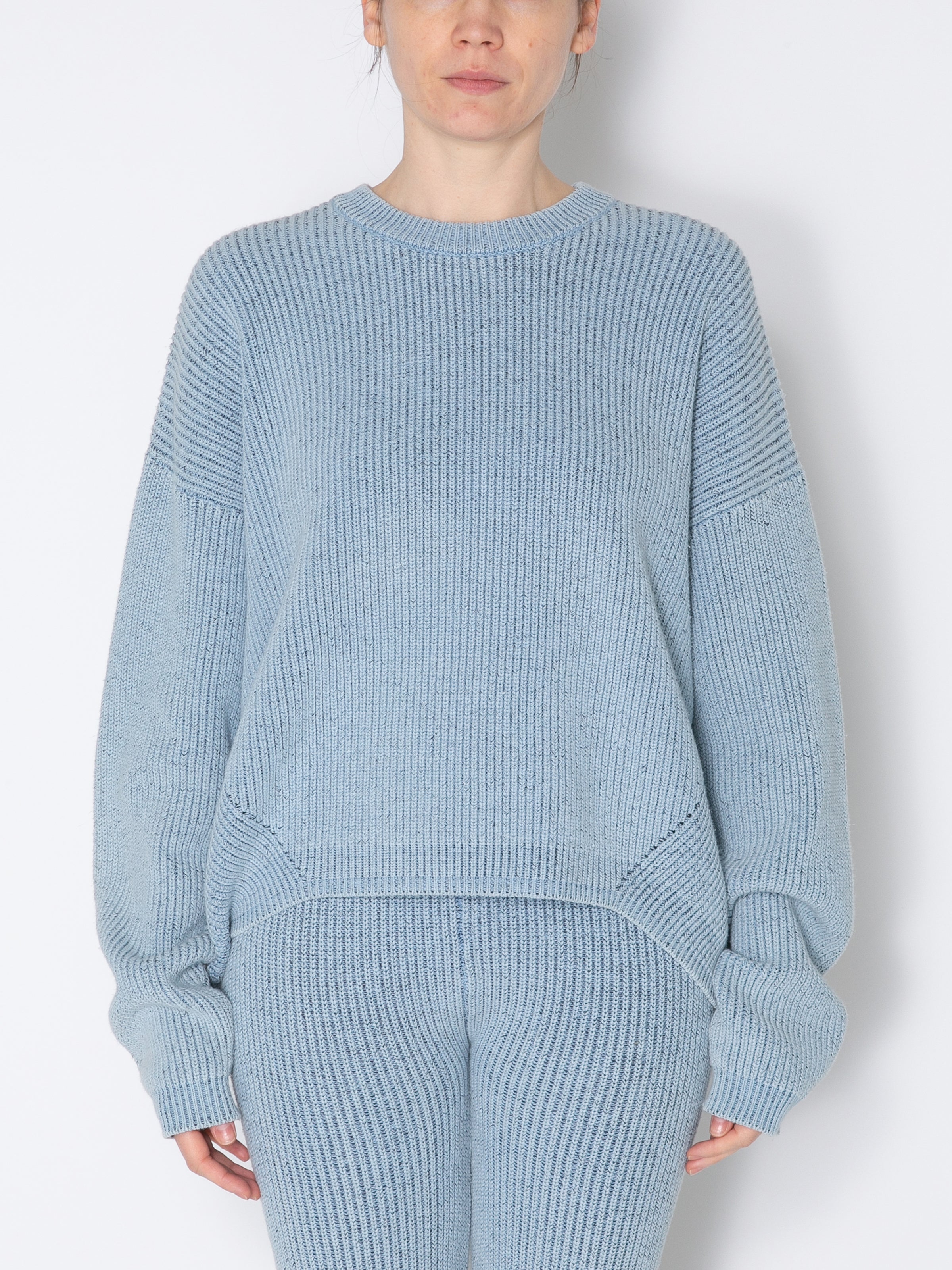 PHAT CREW SWEATER COTTON INDIGO KNIT AM-K0004 LT.Blue