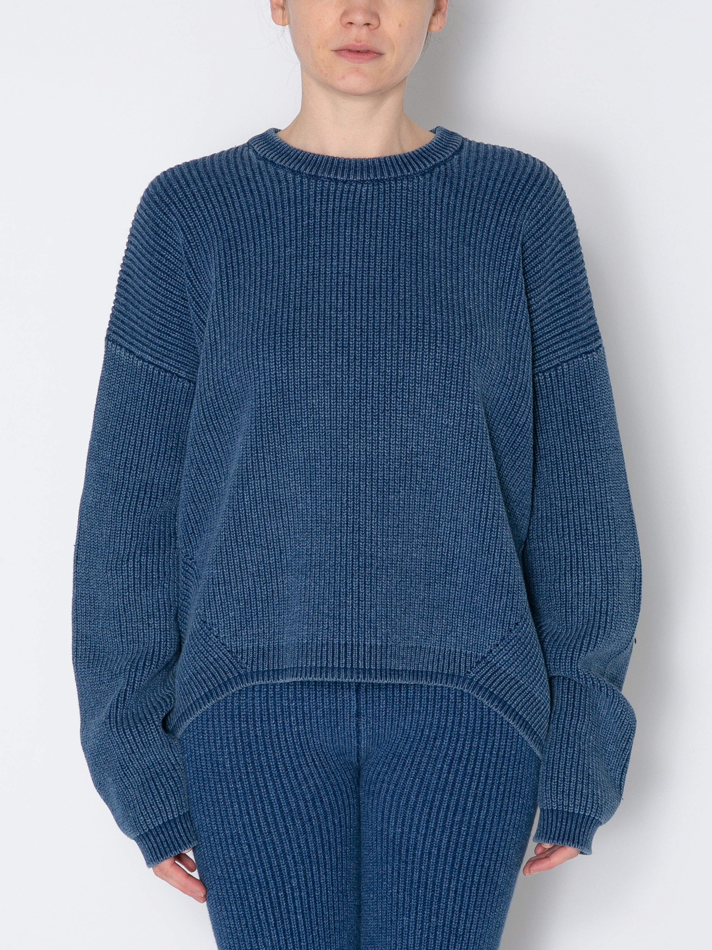 PHAT CREW SWEATER COTTON INDIGO KNIT AM-K0004 Blue