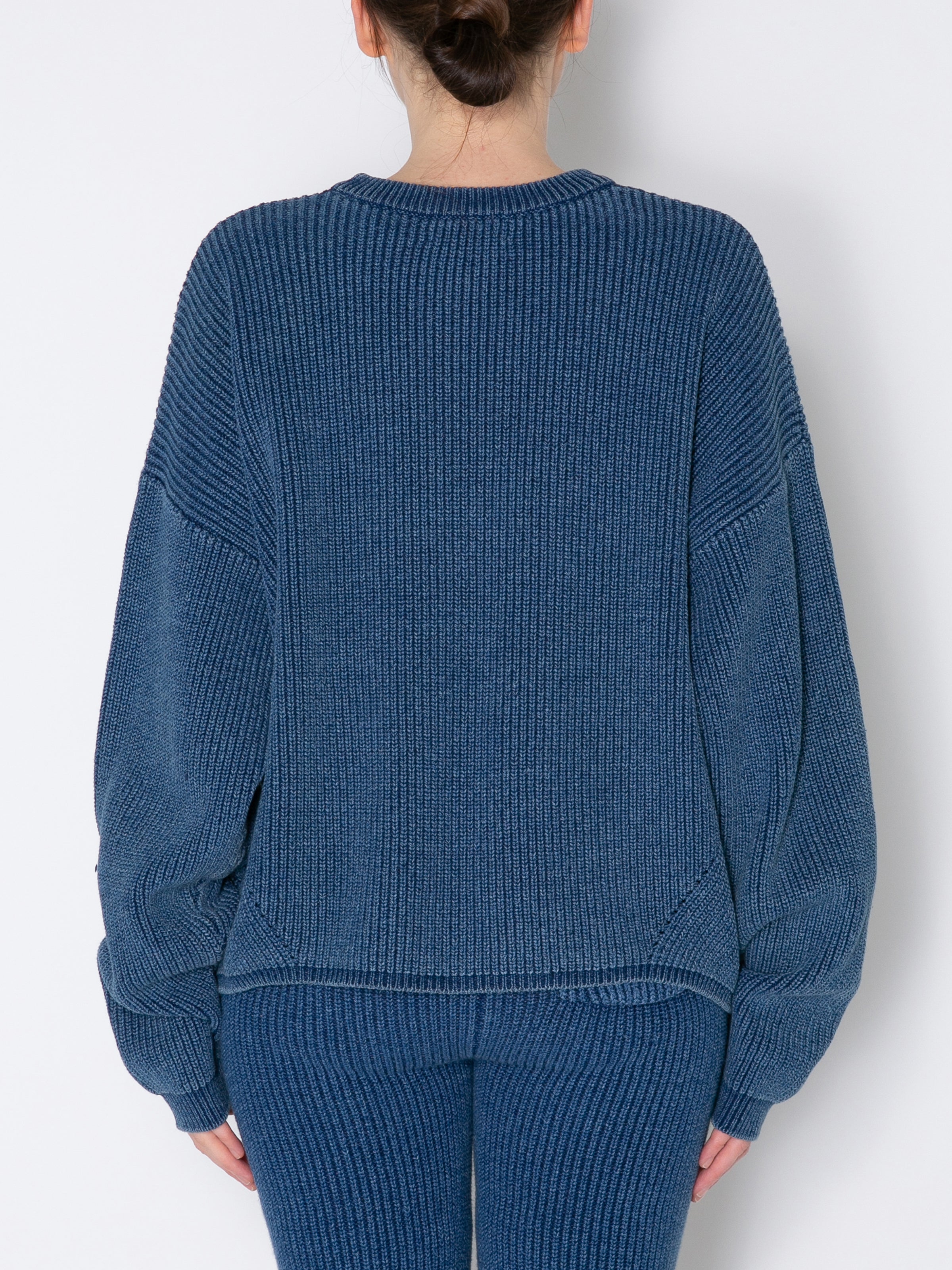 PHAT CREW SWEATER COTTON INDIGO KNIT AM-K0004 Blue