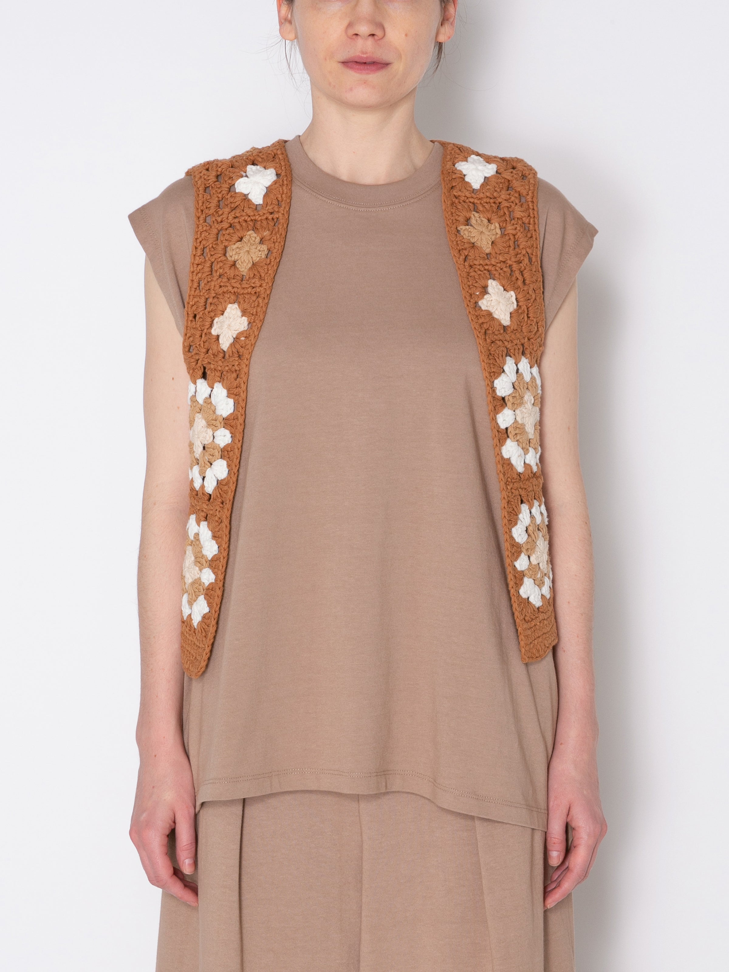 GRATEFUL VEST C/A HAND CROCHET AM-K0007 Beige