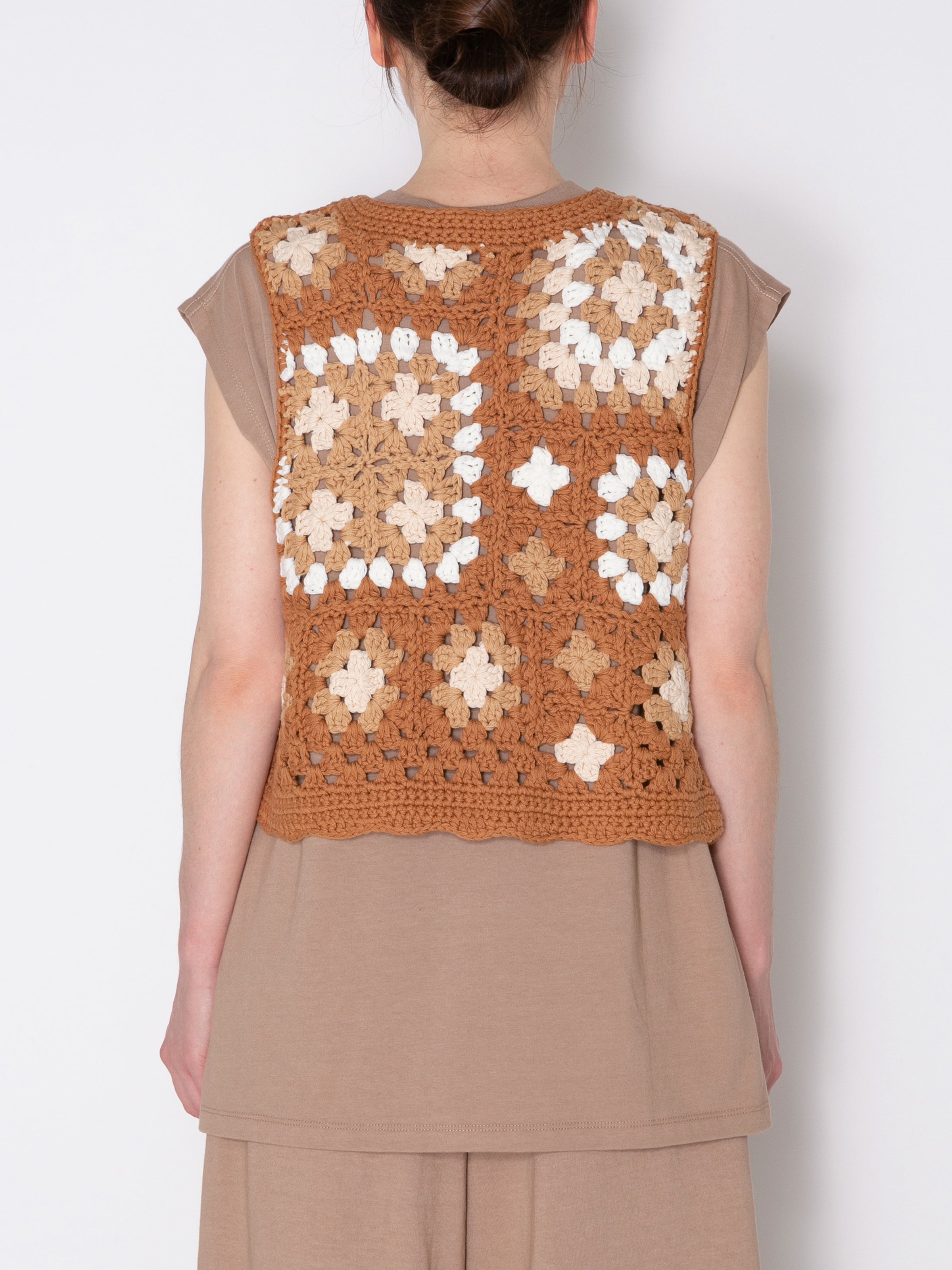 GRATEFUL VEST C/A HAND CROCHET AM-K0007 Beige