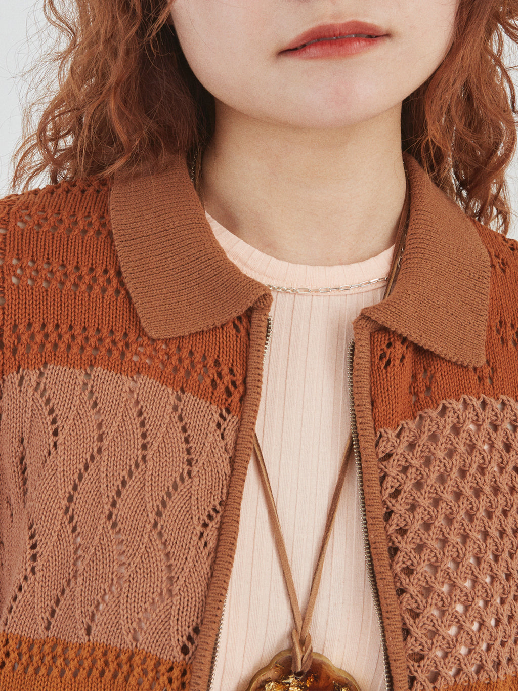 LOVER ZIP POLO SS COTTON YARN AM-K0201 Brown