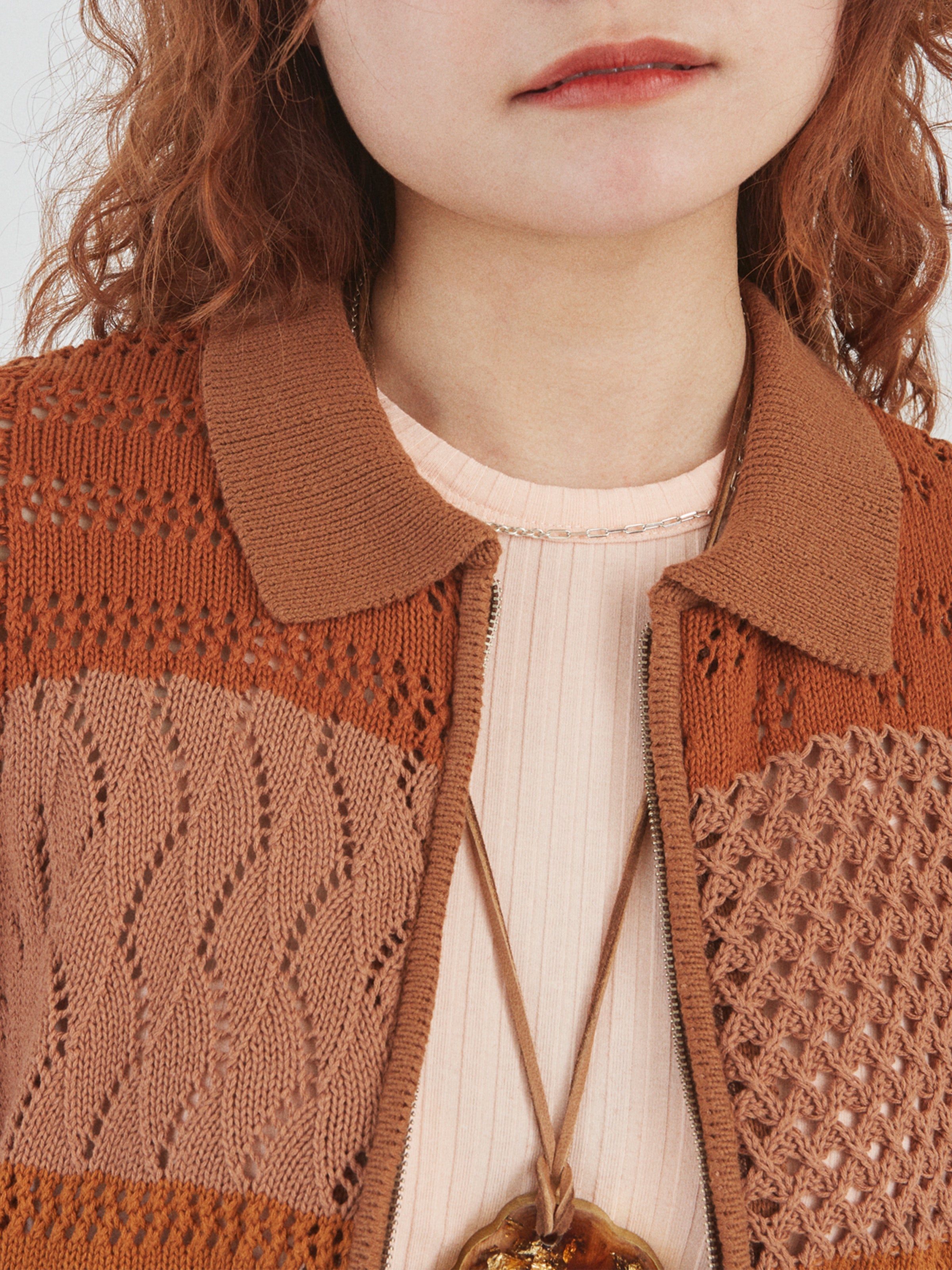 LOVER ZIP POLO SS COTTON YARN AM-K0201 Brown