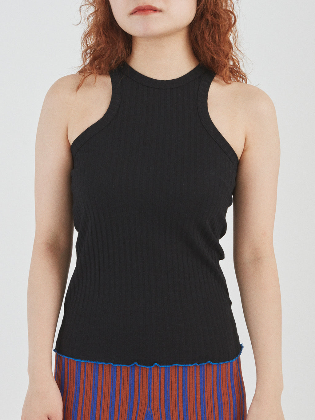 LOVER TANK TOP RIB STRETCH JERSEY AM-C0215 Black
