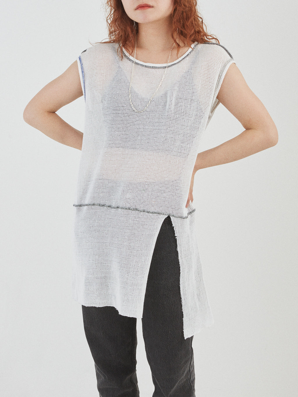 NOMADS N/S TEE LONG COTTON MESH AM-C0214 White
