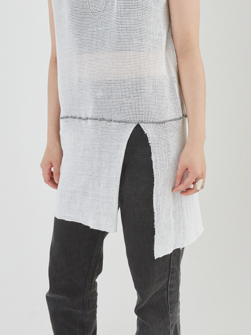 NOMADS N/S TEE LONG COTTON MESH AM-C0214 White