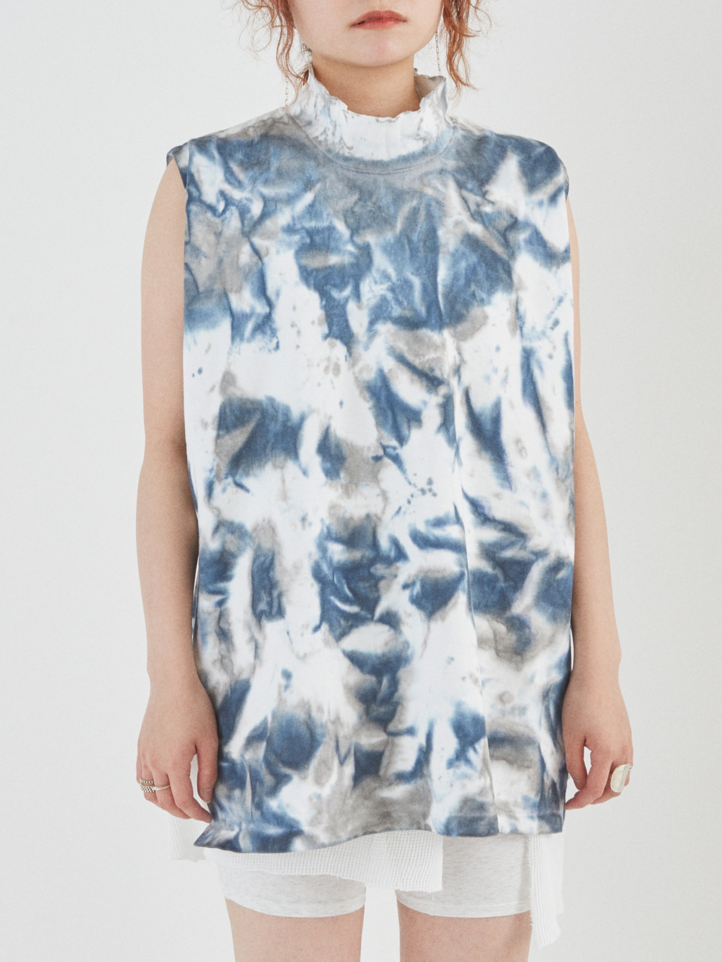 BAGGY N/S TEE COTTON JERSEY w/ TIE DYE AM-C0212 Blue