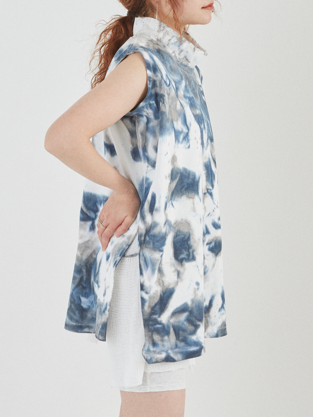 BAGGY N/S TEE COTTON JERSEY w/ TIE DYE AM-C0212 Blue