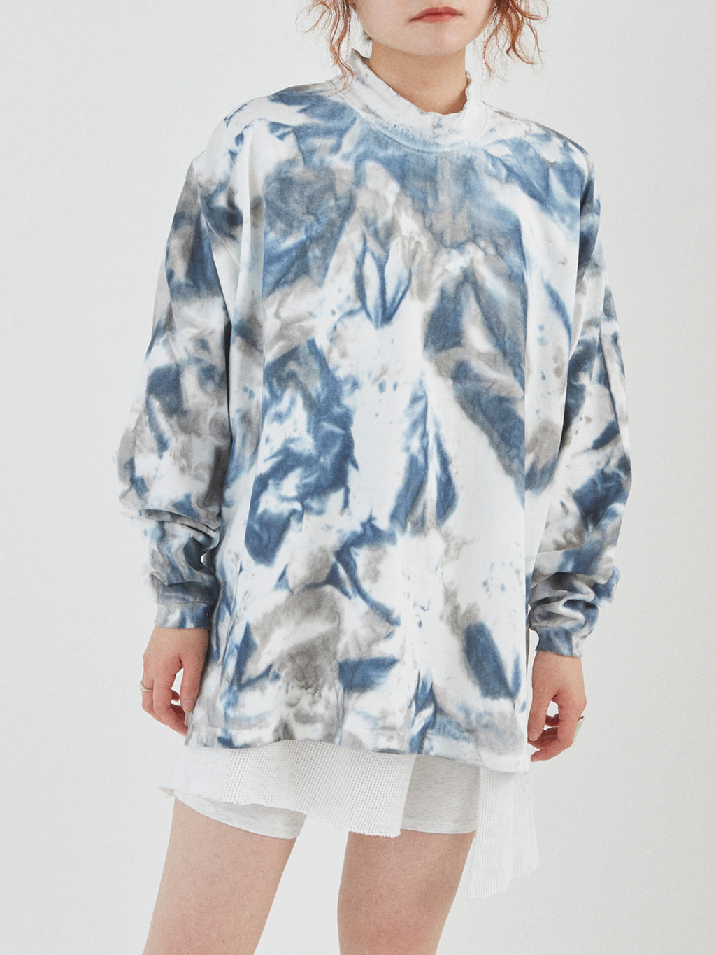 BAGGY L/S TEE COTTON JERSEY w/ TIE DYE AM-C0211 Blue