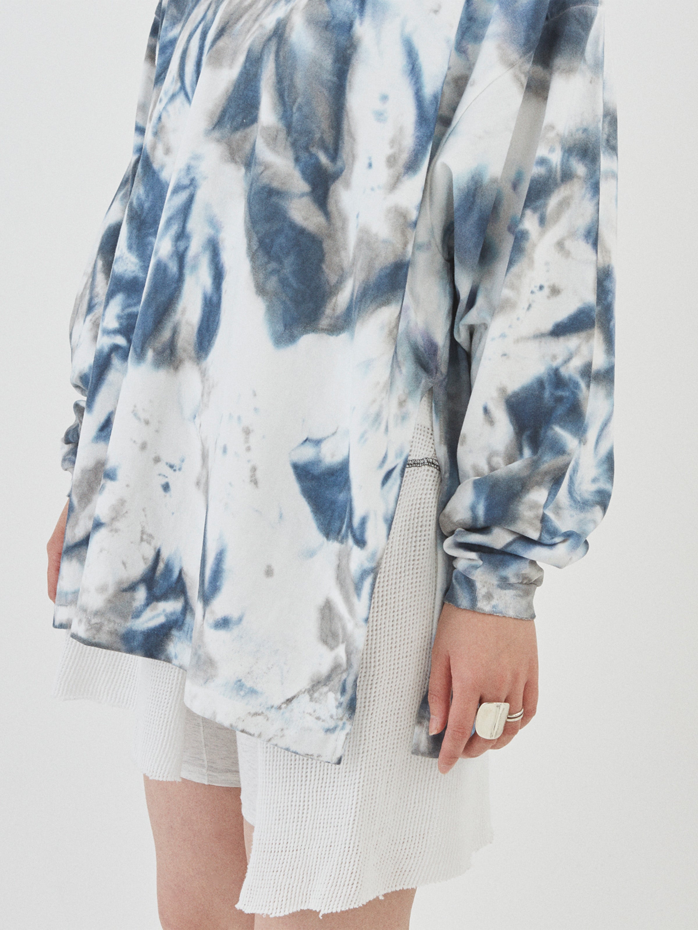 BAGGY L/S TEE COTTON JERSEY w/ TIE DYE AM-C0211 Blue