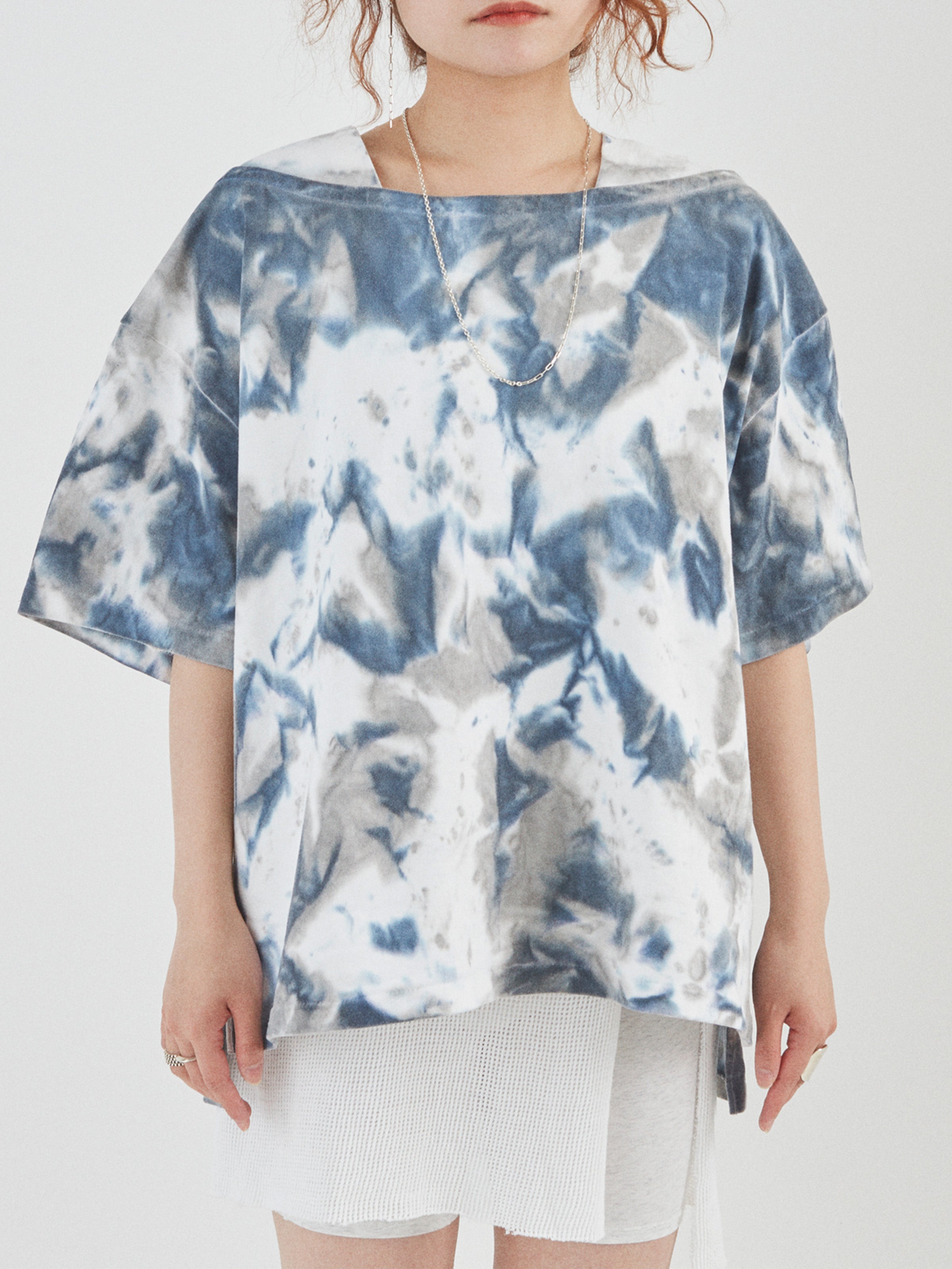 BAGGY BOAT S/S TEE COTTON JERSEY w/ TIE DYE AM-C0210 Blue